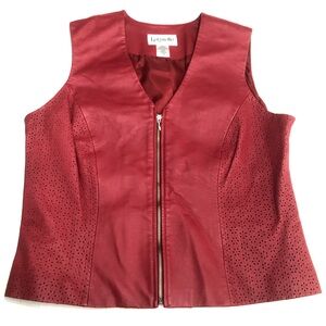 BAGATELLE Red Lasercut Leather Size 14 Women’s Vest